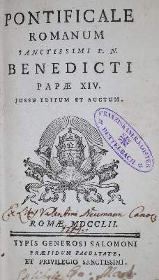 Bild Nr.1: 137-274 Pontificale Romanum: (Alte Drucke, Handschriften und Theologie)