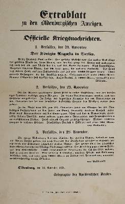 Bild Nr.1: 137-458 Extrablatt zu den Oldenburgischen Anzeigen.: (Militaria)