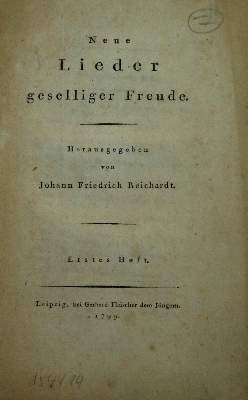 Bild Nr.1: 137-501 Reichardt,J.F. (Hrsg.).: (Musik)