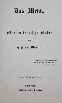 Bild Nr.2: 137-585 Malortie,E.v.: (Küche und Haushalt, Gaststätten-Hotellerie)