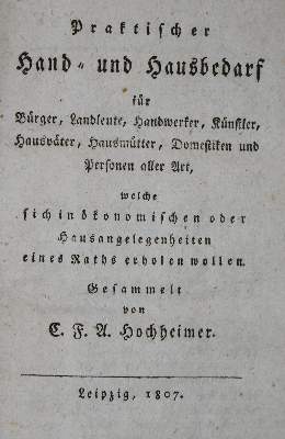 Bild Nr.1: 137-604 Hochheimer,C.F.A.: (Küche und Haushalt, Haushalt)