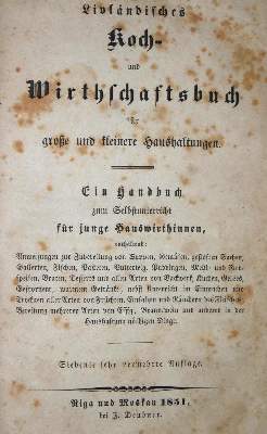 Bild Nr.1: 137-612 (Fehre,C.).: (Küche und Haushalt, Kochbücher, Baltikum)