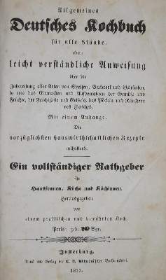 Bild Nr.1: 137-648 Allgemeines Deutsches Kochbuch: (Küche und Haushalt, Kochbücher, Ostpreussen)