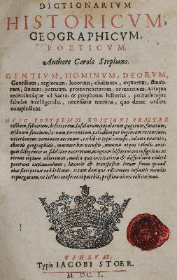 Bild Nr.1: 137-854 Stephanus,C. (d.i. C.Estienne).: (Lexika - Wörterbücher - Sprachwissenschaften)