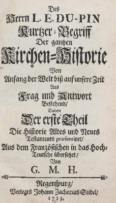 Bild Nr.1: 137-91 Du Pin,L.E.: (Alte Drucke, Handschriften und Theologie)