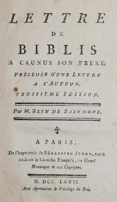 Bild Nr.1: 137-973 Blin de Sainmore,(A.M.H.).: (Literatur und illustrierte Bücher bis 19.Jahrhundert)
