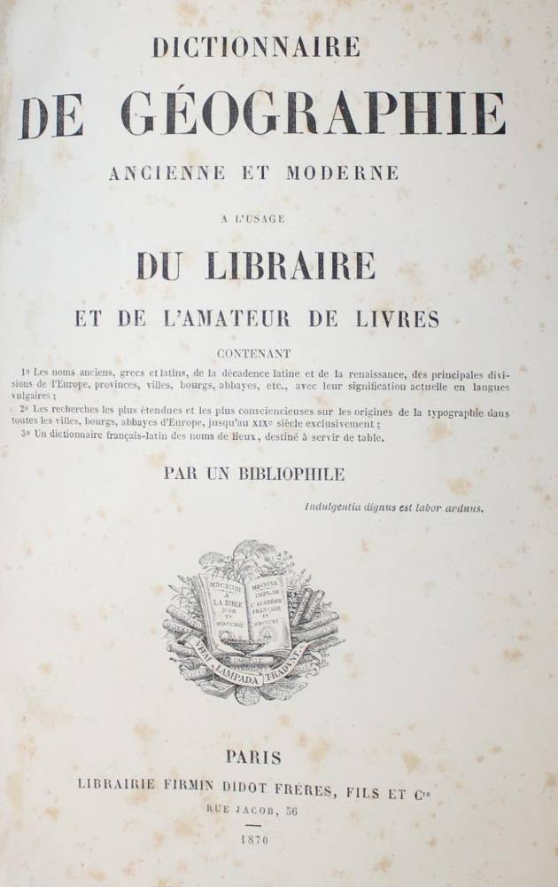 Große Abbildung Nr.1: 138-1034 Brunet,J.C. u. P.Deschamps.: (Bibliographie und Buchwesen)