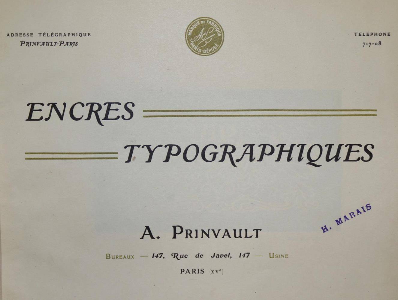 Große Abbildung Nr.1: 138-1042 Encres typographiques.: (Bibliographie und Buchwesen)