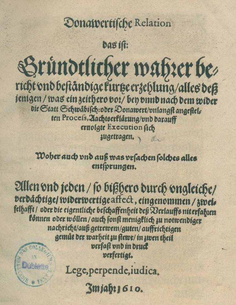 Große Abbildung Nr.1: 138-110 (Jöcher,W.).: (Donauwörth)
