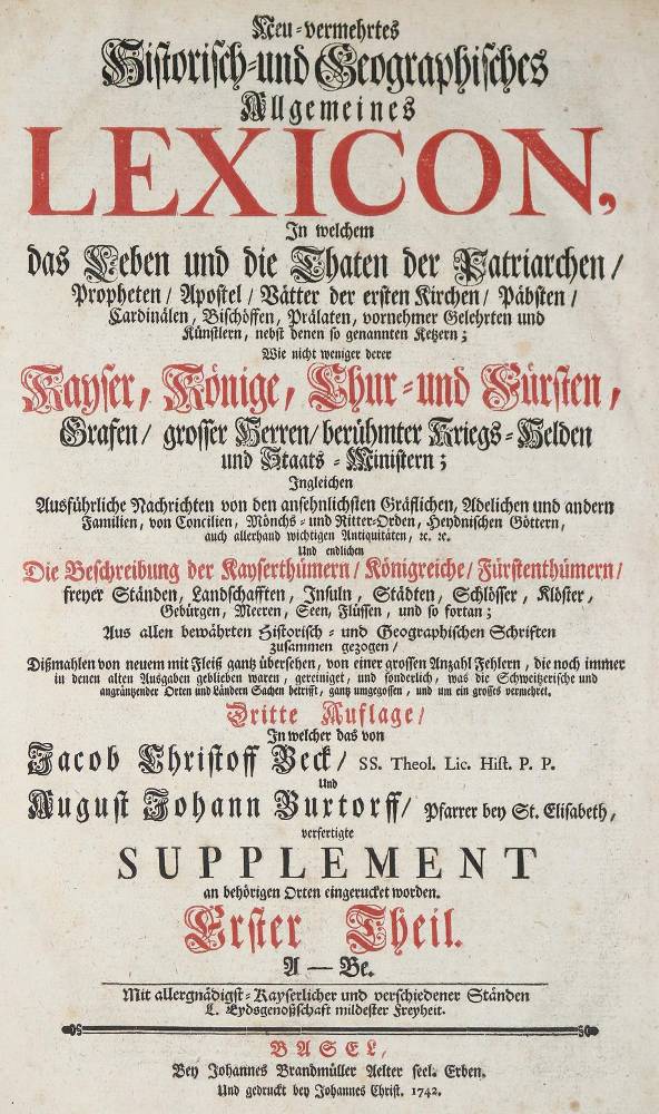 Große Abbildung Nr.1: 138-1145 Iselin,J.C. (Hrsg.).: (Lexika - Wörterbücher - Sprachwissenschaften)