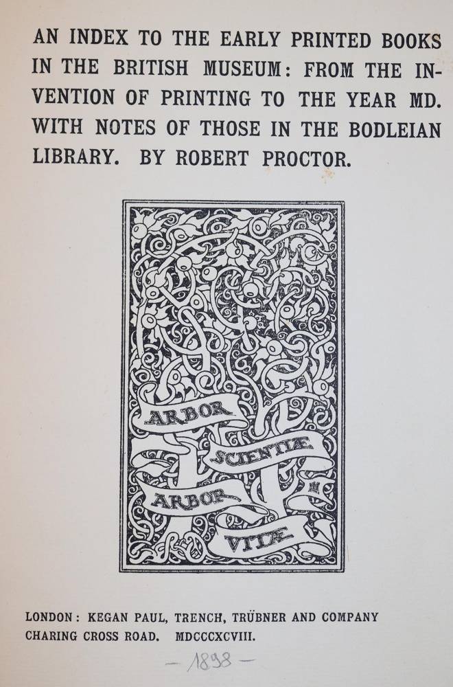 Große Abbildung Nr.1: 138-1170 Proctor,R.: (Bibliographie und Buchwesen)