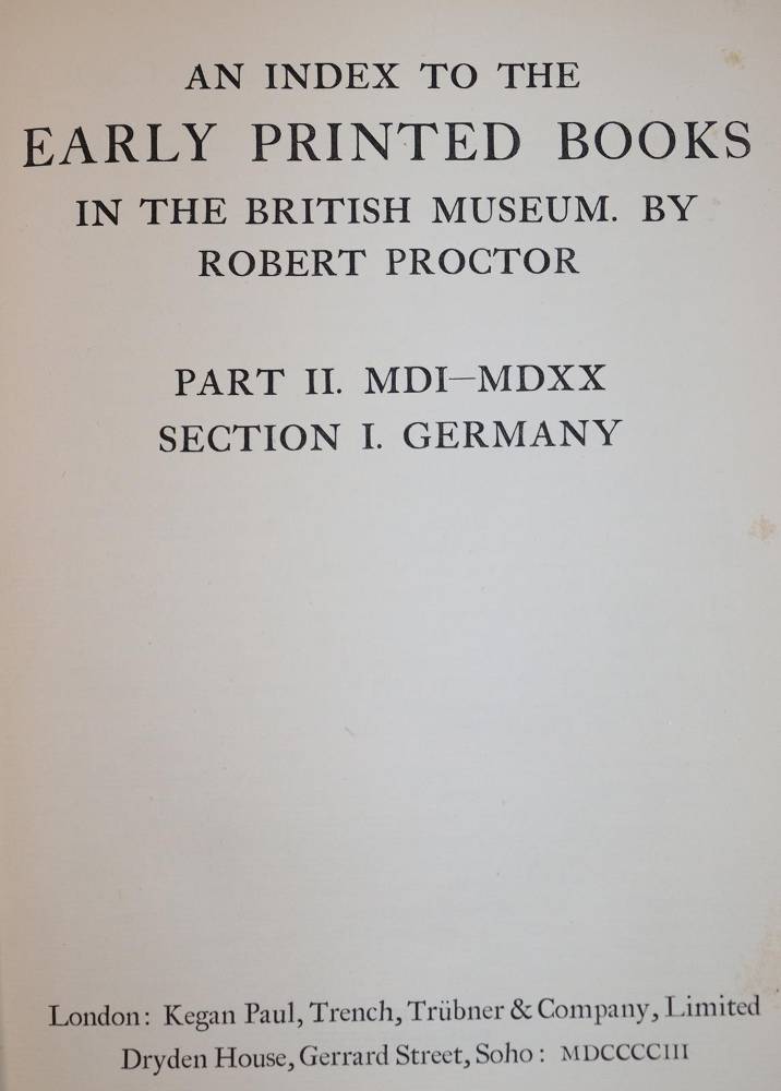 Große Abbildung Nr.2: 138-1170 Proctor,R.: (Bibliographie und Buchwesen)