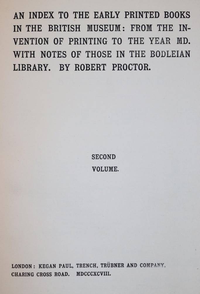 Große Abbildung Nr.3: 138-1170 Proctor,R.: (Bibliographie und Buchwesen)
