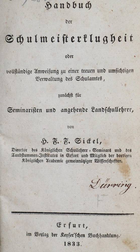 Große Abbildung Nr.1: 138-1248 Sickel,H.F.F.: (Pädagogik)