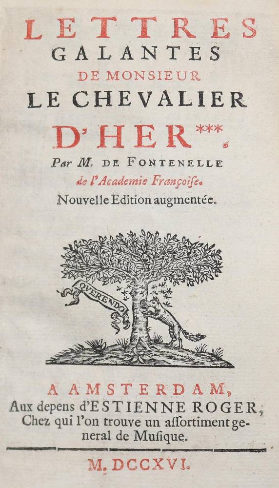 Große Abbildung Nr.1: 138-1331 Fontenelle,B. (Le Bouvier)de.: (Literatur und illustrierte Bücher bis 19.Jahrhundert)