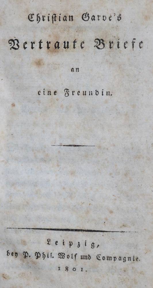Große Abbildung Nr.1: 138-1334 Garve,Chr.: (Literatur und illustrierte Bücher bis 19.Jahrhundert)