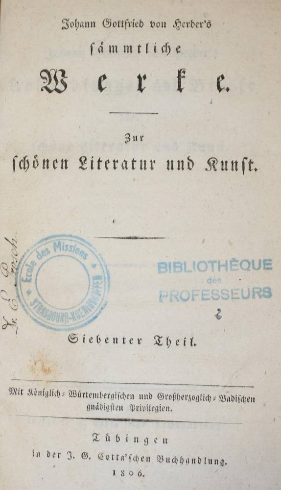 Große Abbildung Nr.1: 138-1356 Herder,J.G.: (Literatur und illustrierte Bücher bis 19.Jahrhundert)
