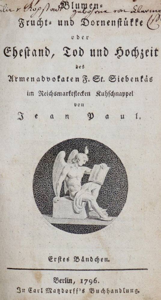 Große Abbildung Nr.1: 138-1362 Jean Paul (d.i. J.P.F.Richter).: (Literatur und illustrierte Bücher bis 19.Jahrhundert)