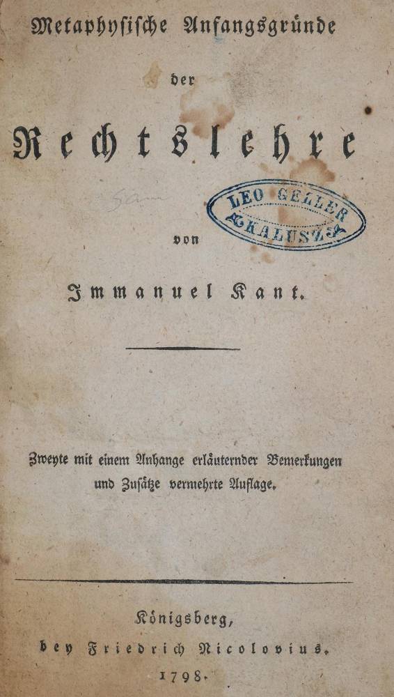 Große Abbildung Nr.2: 138-1365 Kant,I.: (Literatur und illustrierte Bücher bis 19.Jahrhundert)
