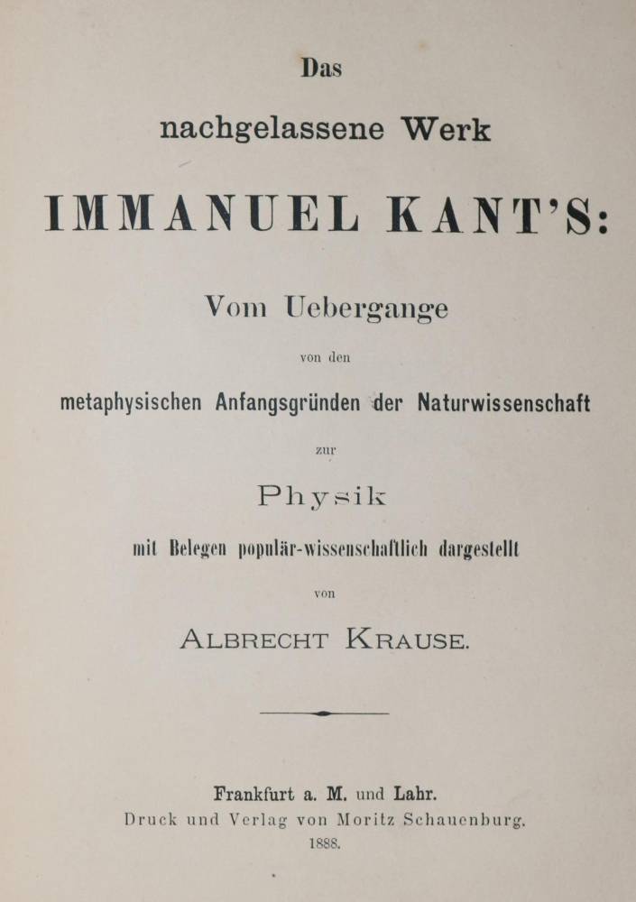 Große Abbildung Nr.1: 138-1366 Kant,I.: (Literatur und illustrierte Bücher bis 19.Jahrhundert)