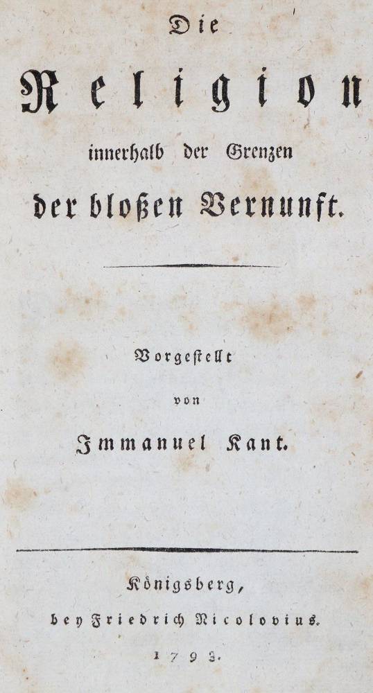 Große Abbildung Nr.1: 138-1367 Kant,I.: (Literatur und illustrierte Bücher bis 19.Jahrhundert)
