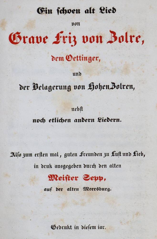 Große Abbildung Nr.2: 138-1377 (Laßberg,J.v.).: (Literatur und illustrierte Bücher bis 19.Jahrhundert)
