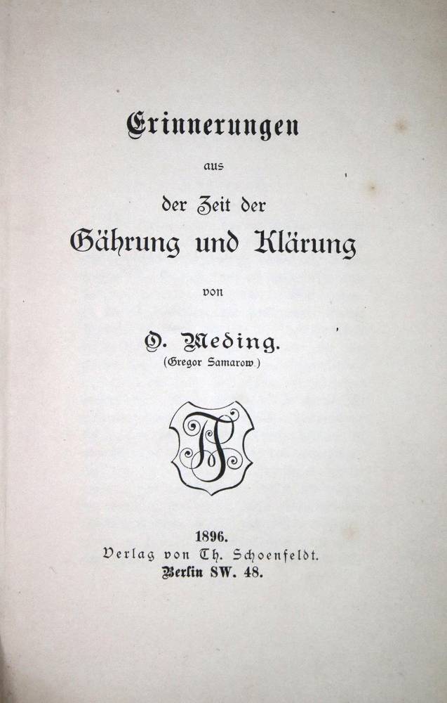 Große Abbildung Nr.1: 138-1392 Meding,O.: (Literatur und illustrierte Bücher bis 19.Jahrhundert)