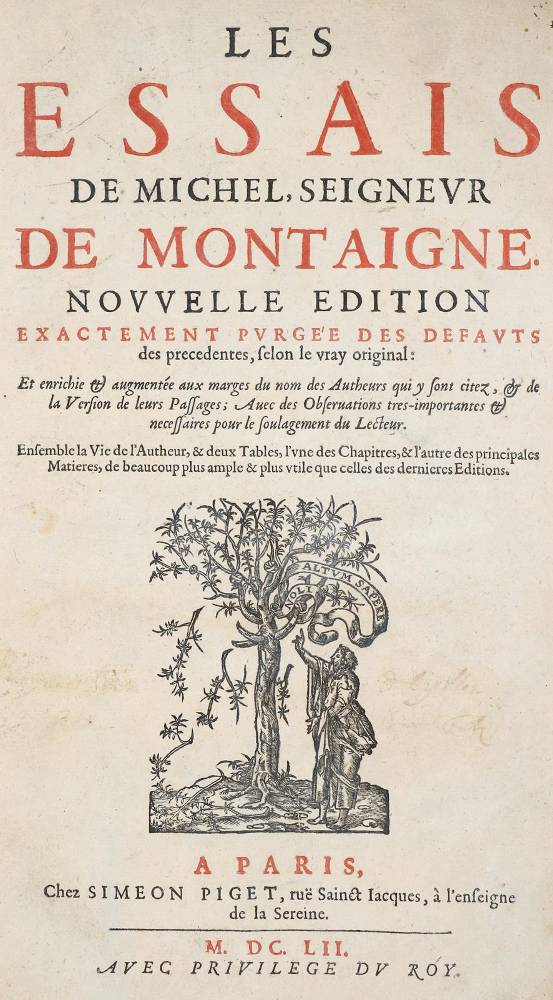 Große Abbildung Nr.1: 138-1397 Montaigne,M.de.: (Literatur und illustrierte Bücher bis 19.Jahrhundert)