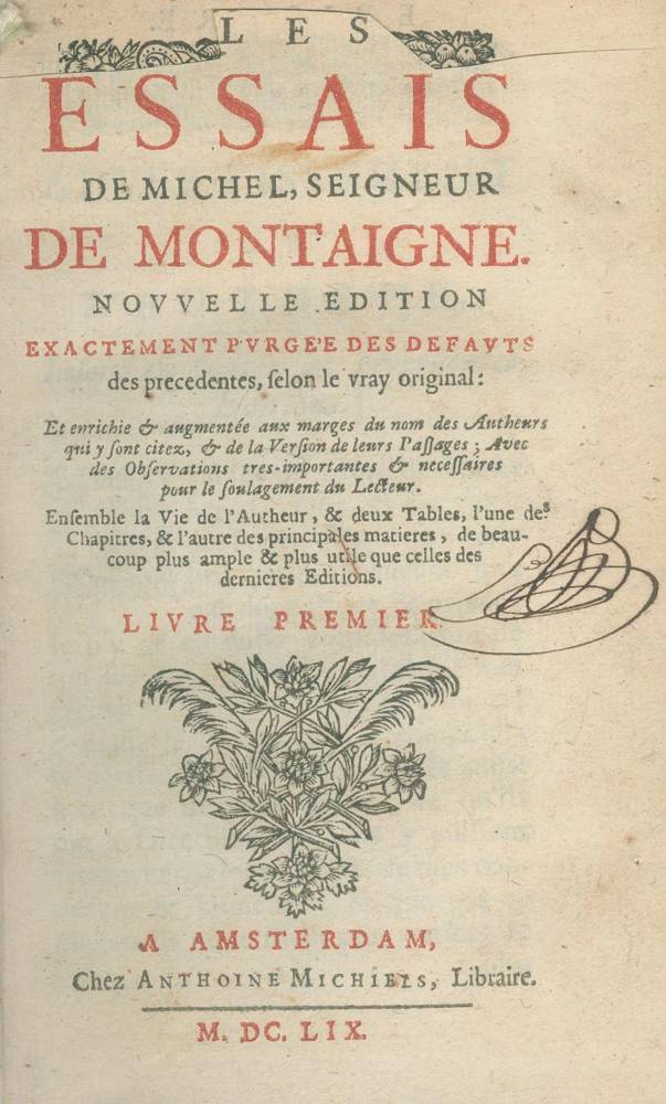 Große Abbildung Nr.2: 138-1399 Montaigne,M.de.: (Literatur und illustrierte Bücher bis 19.Jahrhundert)