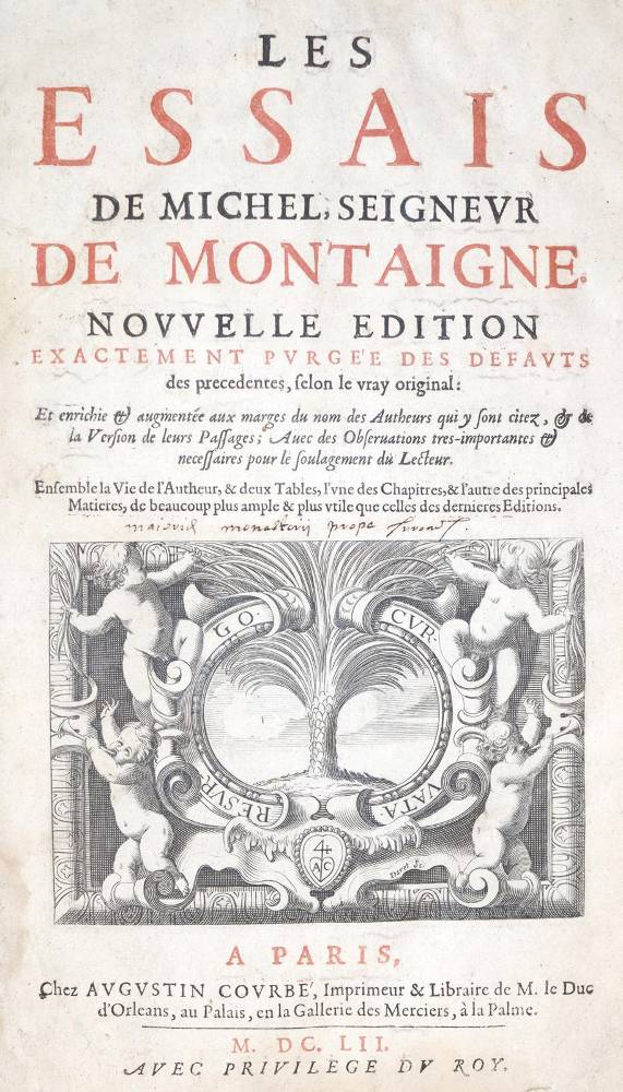 Große Abbildung Nr.1: 138-1400 Montaigne,M.E.de.: (Literatur und illustrierte Bücher bis 19.Jahrhundert)