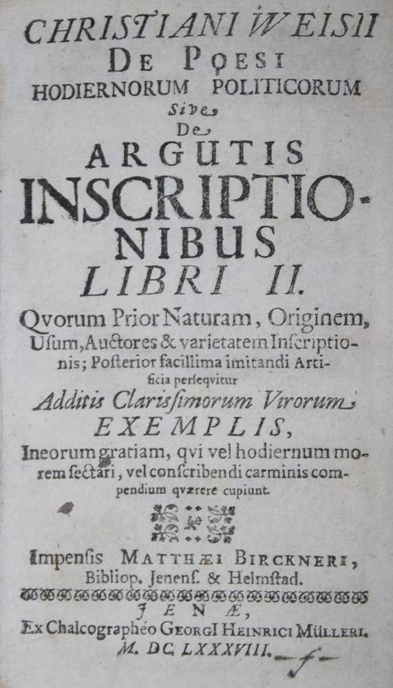 Große Abbildung Nr.1: 138-1445 Weise,C.: (Literatur und illustrierte Bücher bis 19.Jahrhundert)