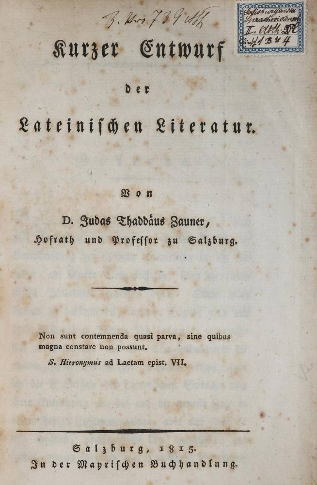 Große Abbildung Nr.1: 138-1450 Zauner,J.T.: (Literatur und illustrierte Bücher bis 19.Jahrhundert)