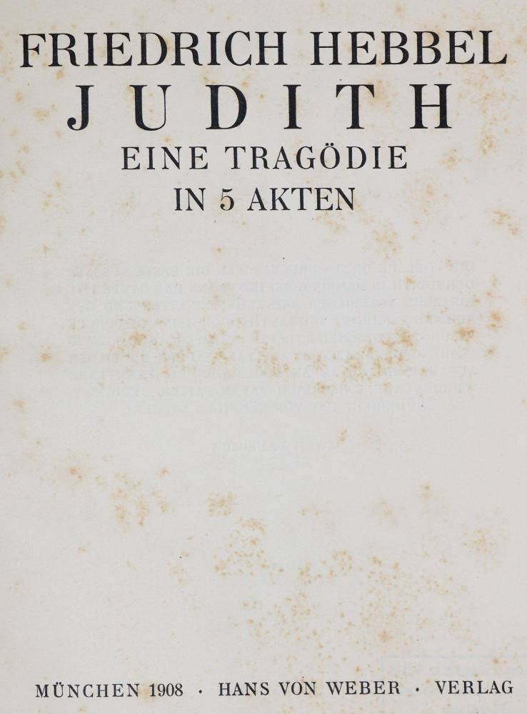 Große Abbildung Nr.2: 138-1509 Hebbel,F.: (Literatur und illustrierte Bücher 20.Jahrhundert - Alte Literatur in modernen Ausgaben)