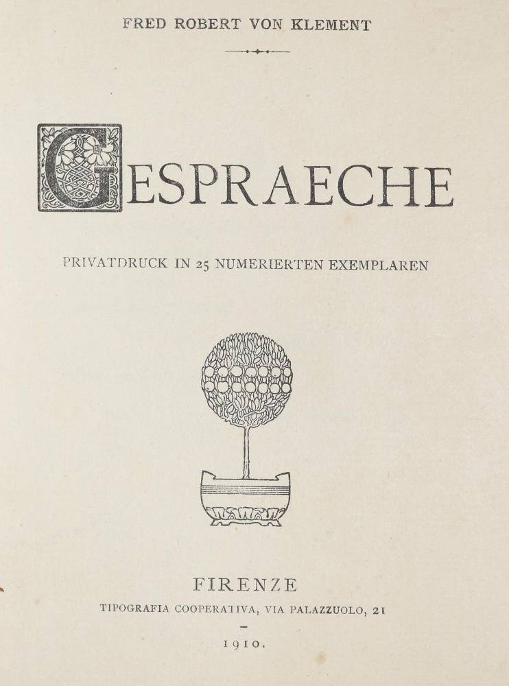 Große Abbildung Nr.1: 138-1527 Klement,F.R.v. (d.i. A.K.v.Treldewehr).: (Literatur und illustrierte Bücher 20.Jahrhundert - Alte Literatur in modernen Ausgaben)