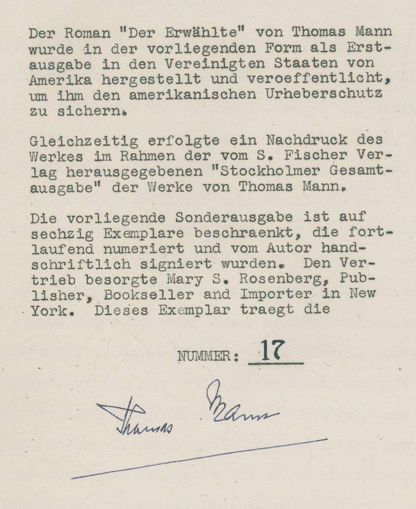 Große Abbildung Nr.1: 138-1551 Mann,T.: (Literatur und illustrierte Bücher 20.Jahrhundert - Alte Literatur in modernen Ausgaben)