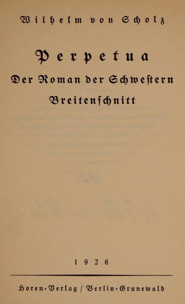 Große Abbildung Nr.1: 138-1594 Scholz,W.v.: (Literatur und illustrierte Bücher 20.Jahrhundert - Alte Literatur in modernen Ausgaben)