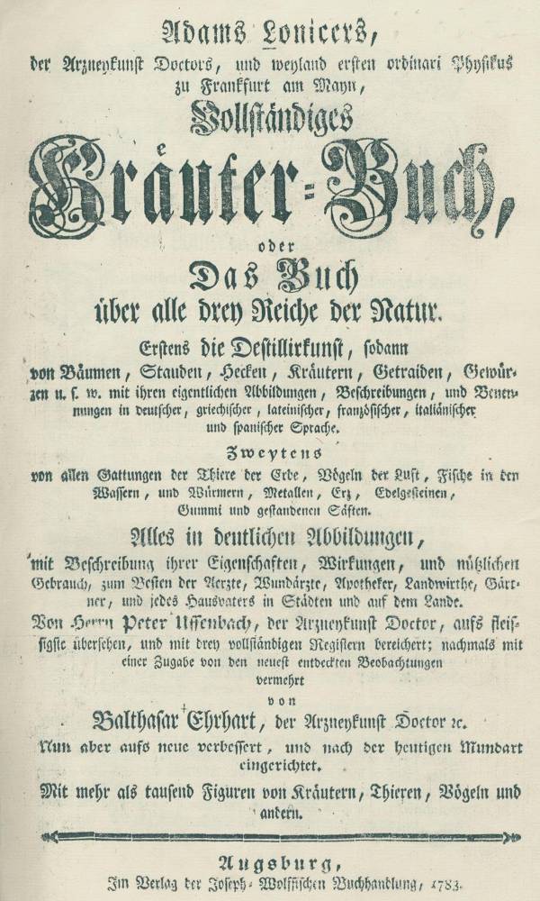 Große Abbildung Nr.1: 138-1643 Lonicer,A.: (Botanik, Kräuterbücher)