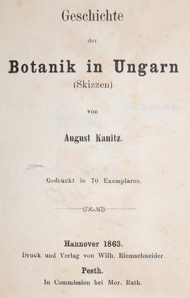 Große Abbildung Nr.1: 138-1668 Kanitz,A.: (Botanik, Ungarn)
