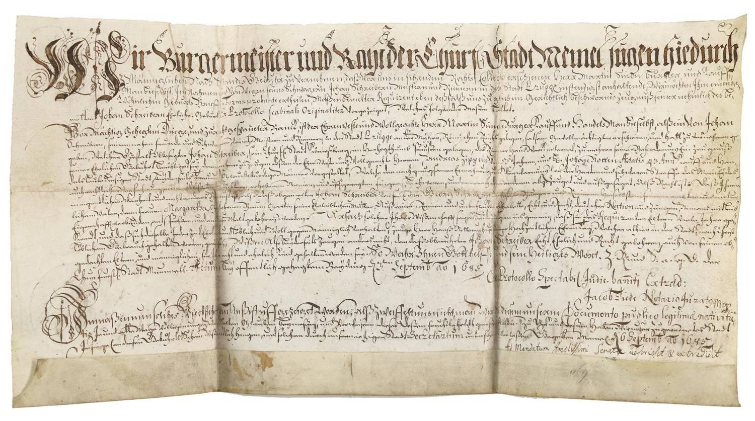 Große Abbildung Nr.1: 138-168 Legitimations-Urkunde: (Handschriften)