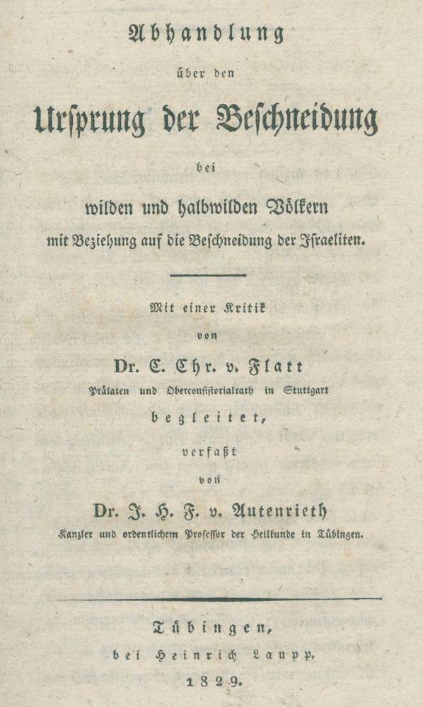 Große Abbildung Nr.1: 138-1684 Autenrieth,J.H.F.v.: (Medizin, Beschneidung)