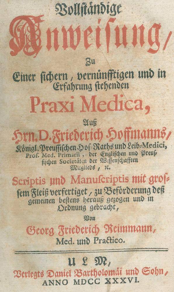 Große Abbildung Nr.1: 138-1705 Hoffmann,F.: (Medizin)