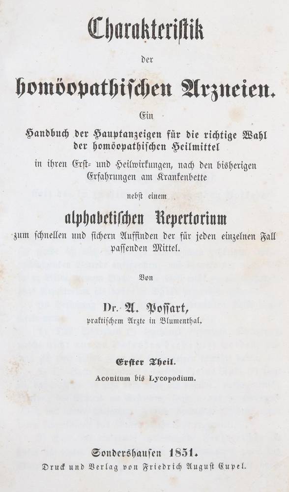 Große Abbildung Nr.1: 138-1708 Possart,A.: (Medizin, Homöopathie)