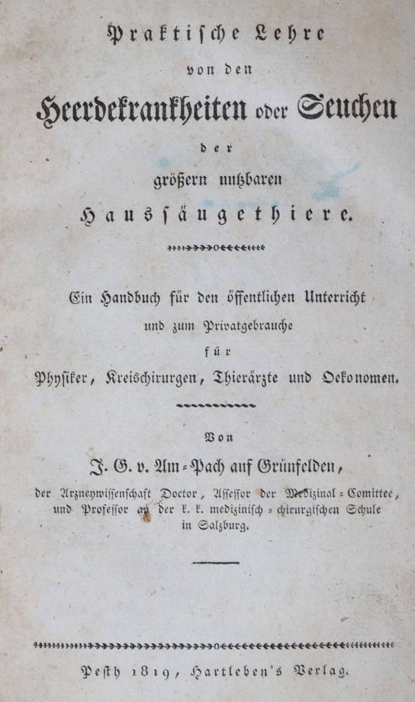 Große Abbildung Nr.1: 138-1744 Am-Pach auf Grünfelden,J.: (Medizin, Veterinärmedizin)