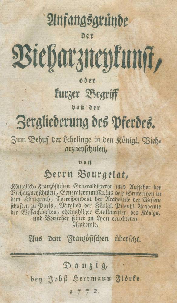Große Abbildung Nr.1: 138-1745 Bourgelat,(C.).: (Medizin, Veterinärmedizin)