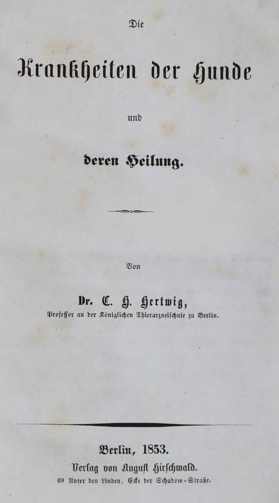 Große Abbildung Nr.1: 138-1746 Hertwig,C.H.: (Medizin, Veterinärmedizin, Hunde)