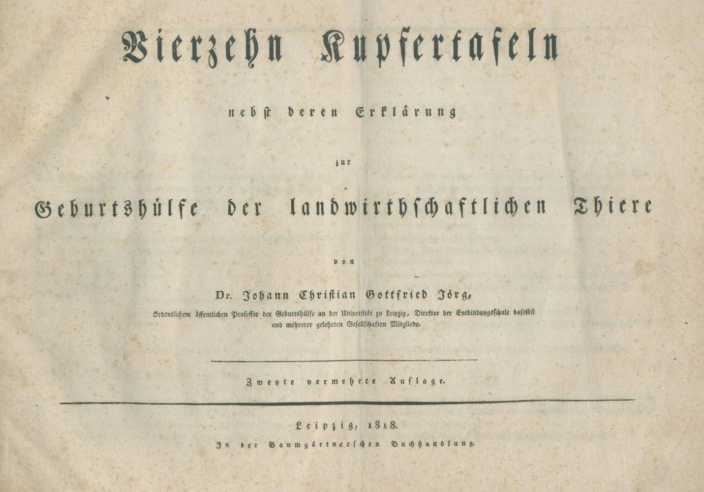 Große Abbildung Nr.1: 138-1748 Jörg,J.C.G.: (Medizin, Veterinärmedizin)