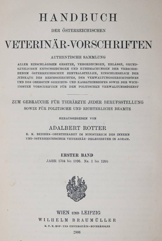 Große Abbildung Nr.1: 138-1750 Handbuch: (Medizin, Veterinärmedizin, Österreich)
