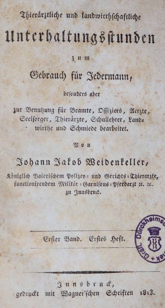 Große Abbildung Nr.1: 138-1755 Weidenkeller,J.J.: (Medizin, Veterinärmedizin)