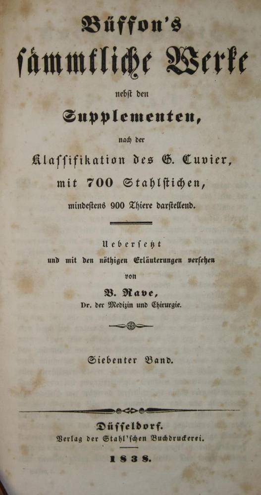 Große Abbildung Nr.1: 138-1766 Buffon,(G.L.L.)de.: (Zoologie)