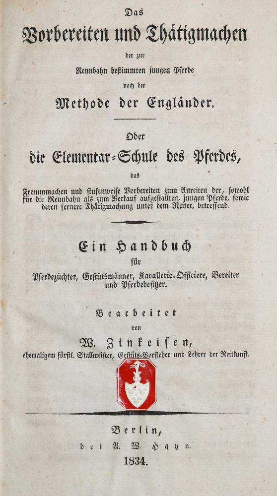 Große Abbildung Nr.1: 138-1794 Zinkeisen,W.: (Zoologie, Pferde)